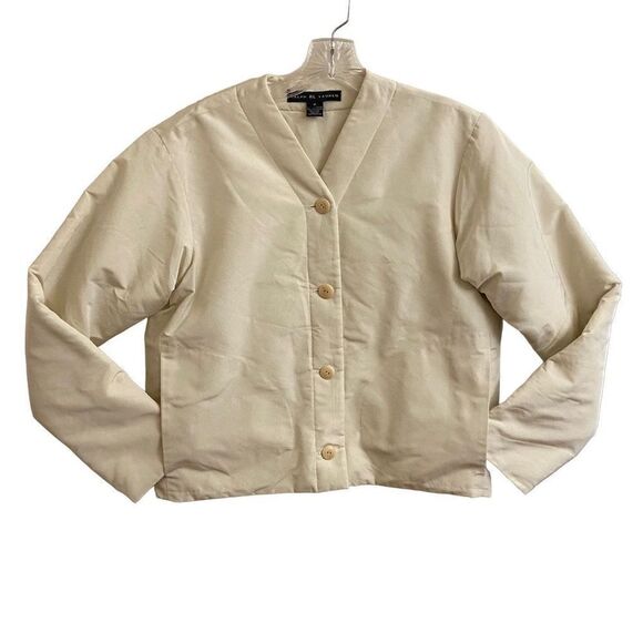 Ralph Lauren Black Label Light Insulated Quilted Jacket Cream Ivory Size 2 - Picture 1 of 4